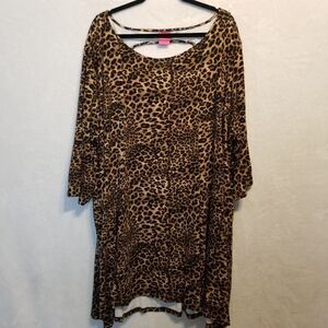 Torrid X Betsey Johnson 6X Dress Mini Jersey Knit Leopard Key Hole Back Skater